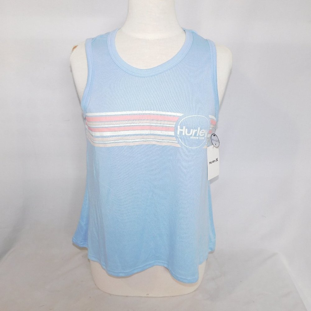 Hurley Since 1999 Blue Pink White Soft & Cozy Tank Top New with Tag Womens L